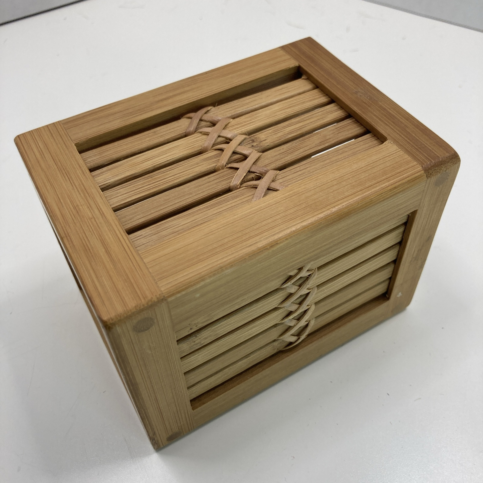 Vtg Bamboo Rattan MCM Planter Desk Organizer 4.5″