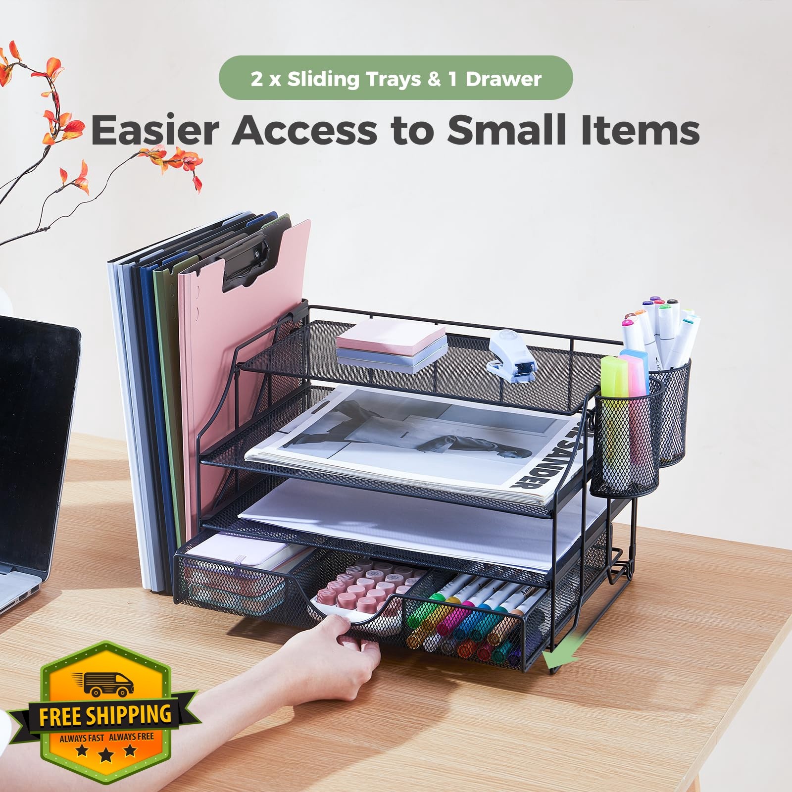 ICOHOT Desk Organizer 4 Tier Tray Drawer