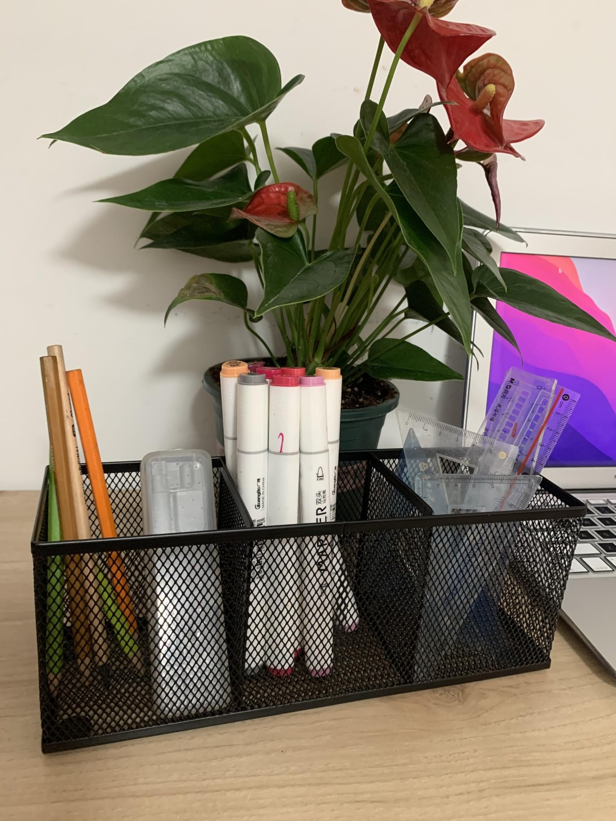 Coasdigi Pencil Holder, Metal Mesh Pen Holder Desk Organizer 3 1 Pack black