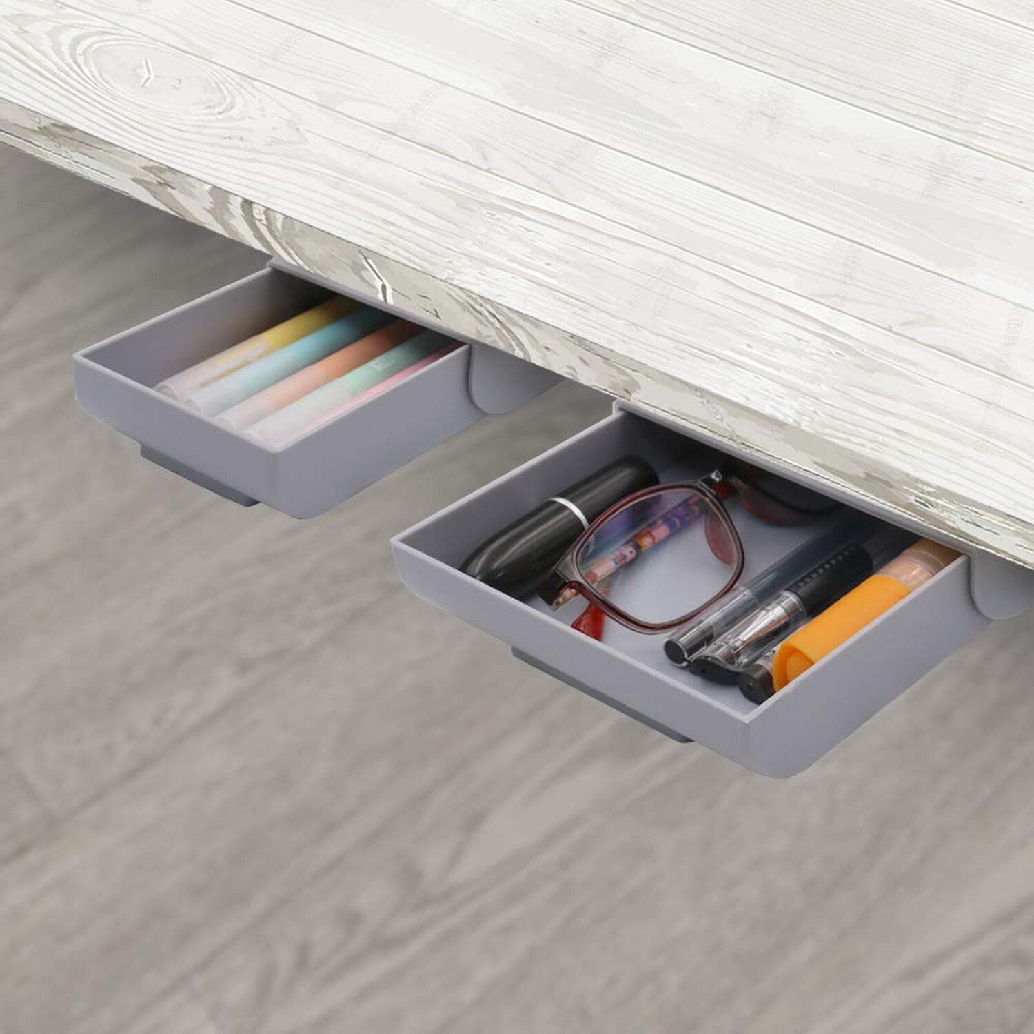 Desk Drawer Attachment 2 Pack Pencil Organizer Desk Hidden Desk Organizer Und…