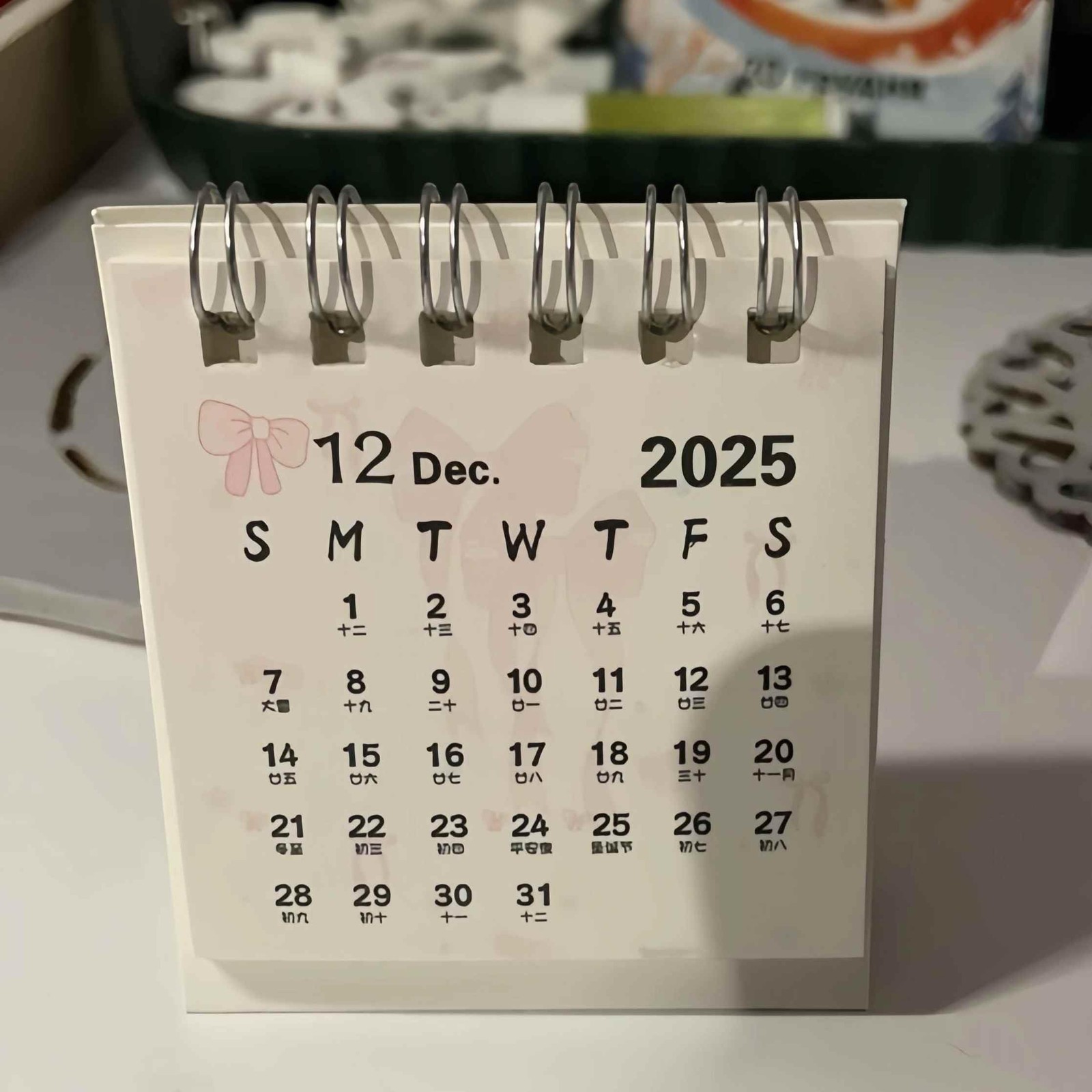 Pink Small Desk Calendar 2026 Standing Flip, Mini Cute Small, And White