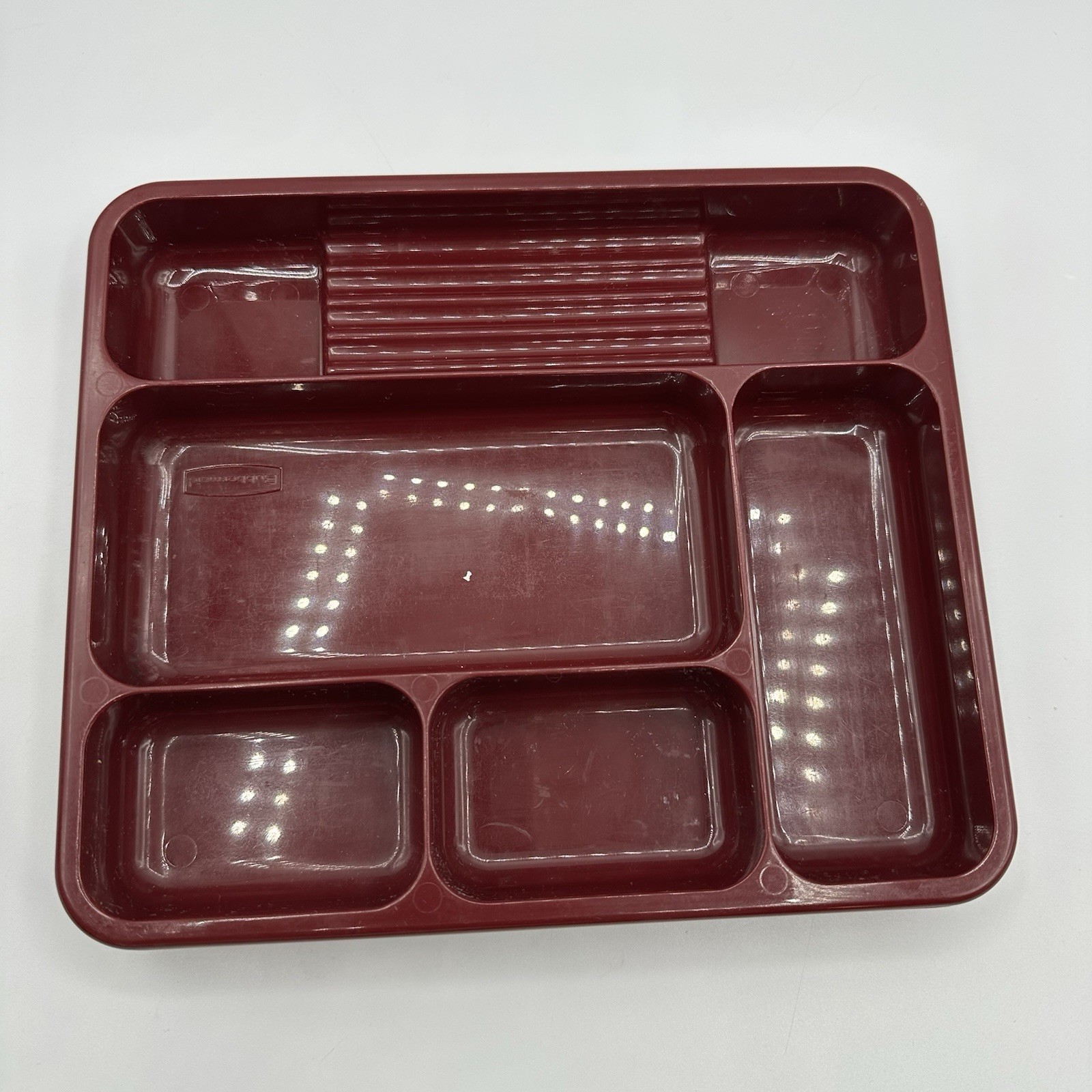 VTG ELDON Rubbermaid Catch All Tray Organizer 9″ x 7.5″ Burgundy 90s