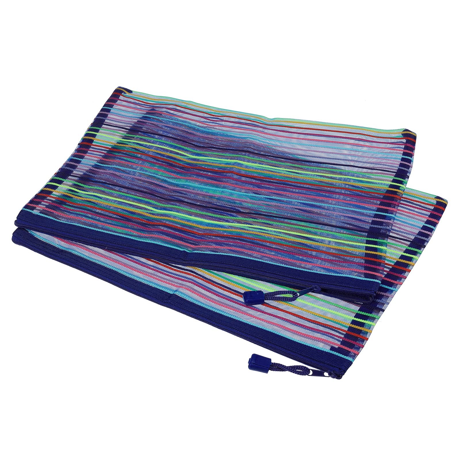 6 Pack Blue A4 Mesh Zipper Pouches, Pencil Case, Document File Bags, Storage