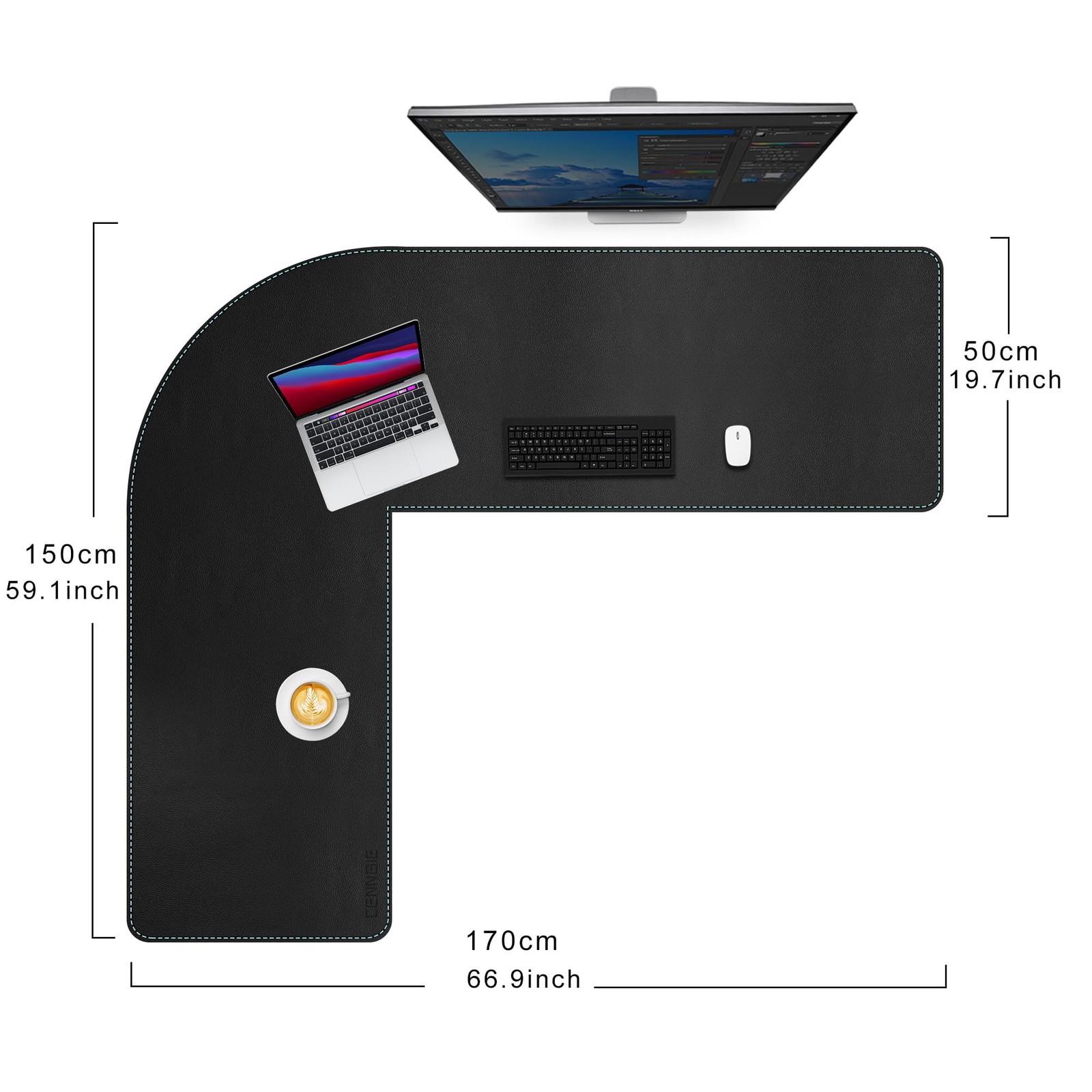 Cennbie Large L-Shaped Leather Desk Pad 59 67 X19.6 – Home Office Accessories