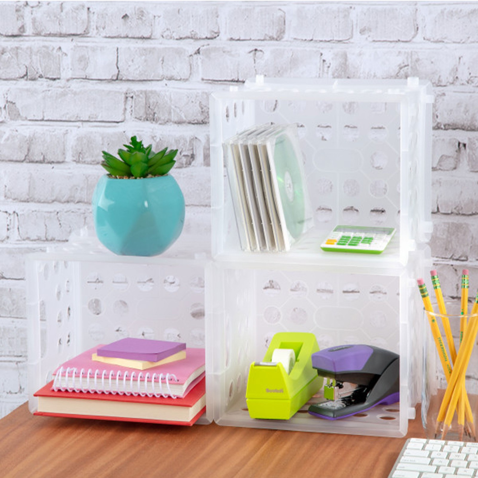 Sterilite Convenient Mini Square Small Storage Organizing Crate, Clear (12 Pack)