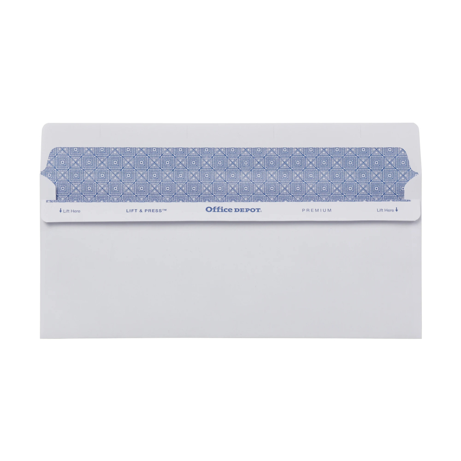 Office Depot Lift And Press #10 Premium Security Envelopes, White, 100-Pack