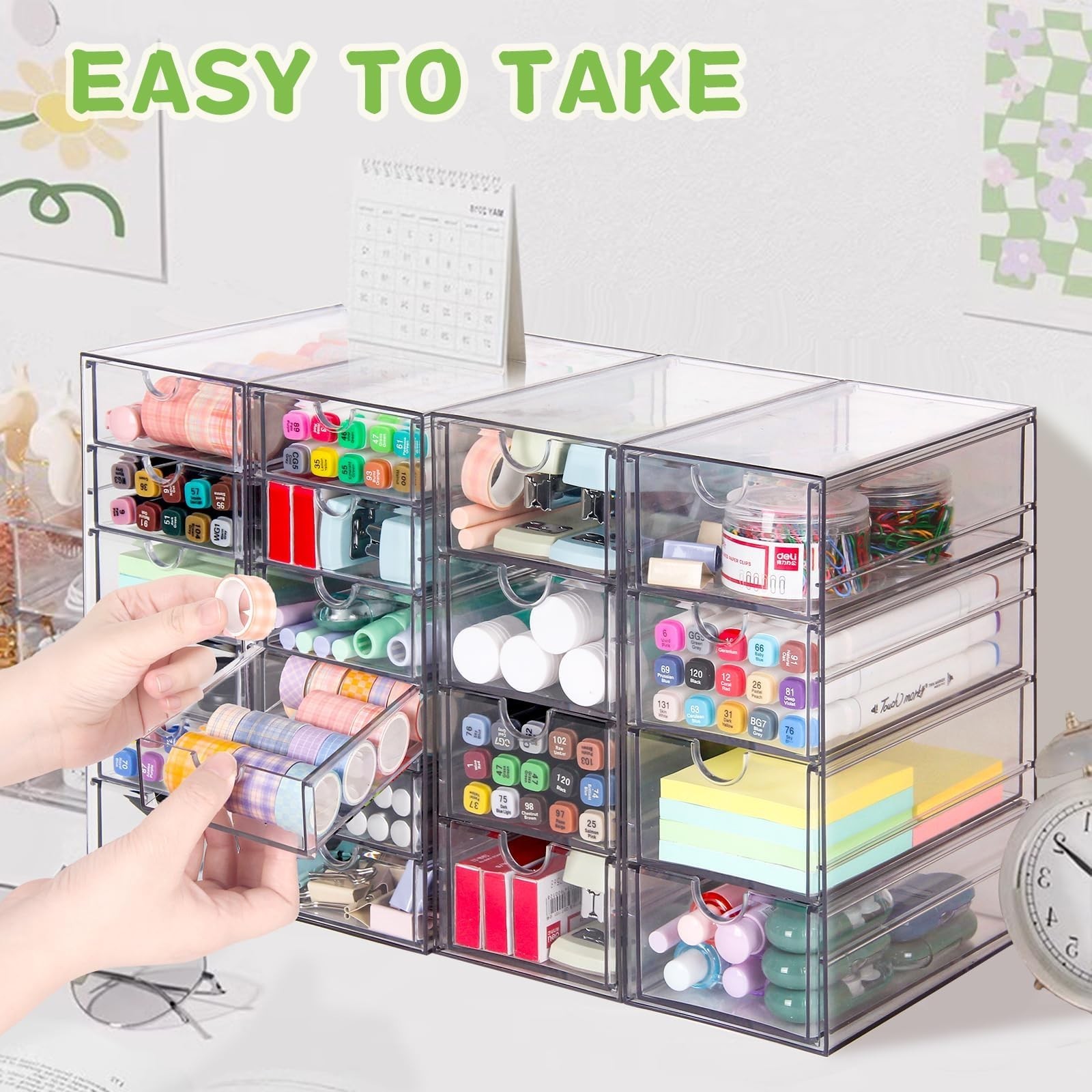 Acrylic Drawer Organizer – 20 Clear Drawers for Desk, Makeup, Office & Craft Sto