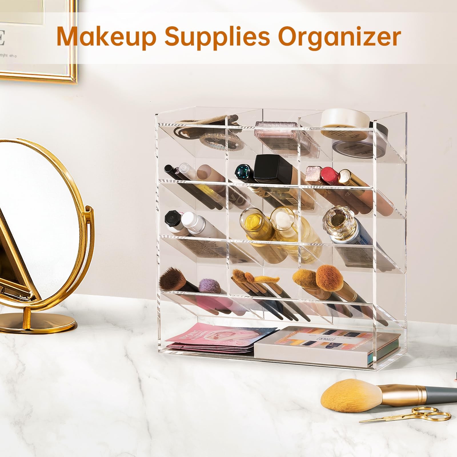 Acrylic Vertical Marker Organizer for 150 Markers with 13 Compartments, Clear…