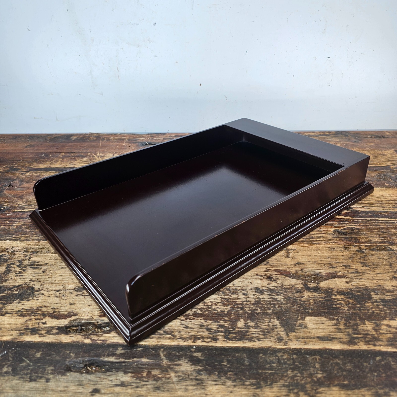 Premium Wooden Display Tray – Dark Mahogany Finish 15.75″L × 10.25″W × 2.25″H
