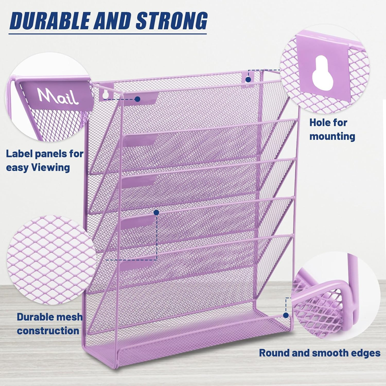 Desk File Organizer Mesh 6 Tier, Hanging Wall Mount Document Organization Stand,