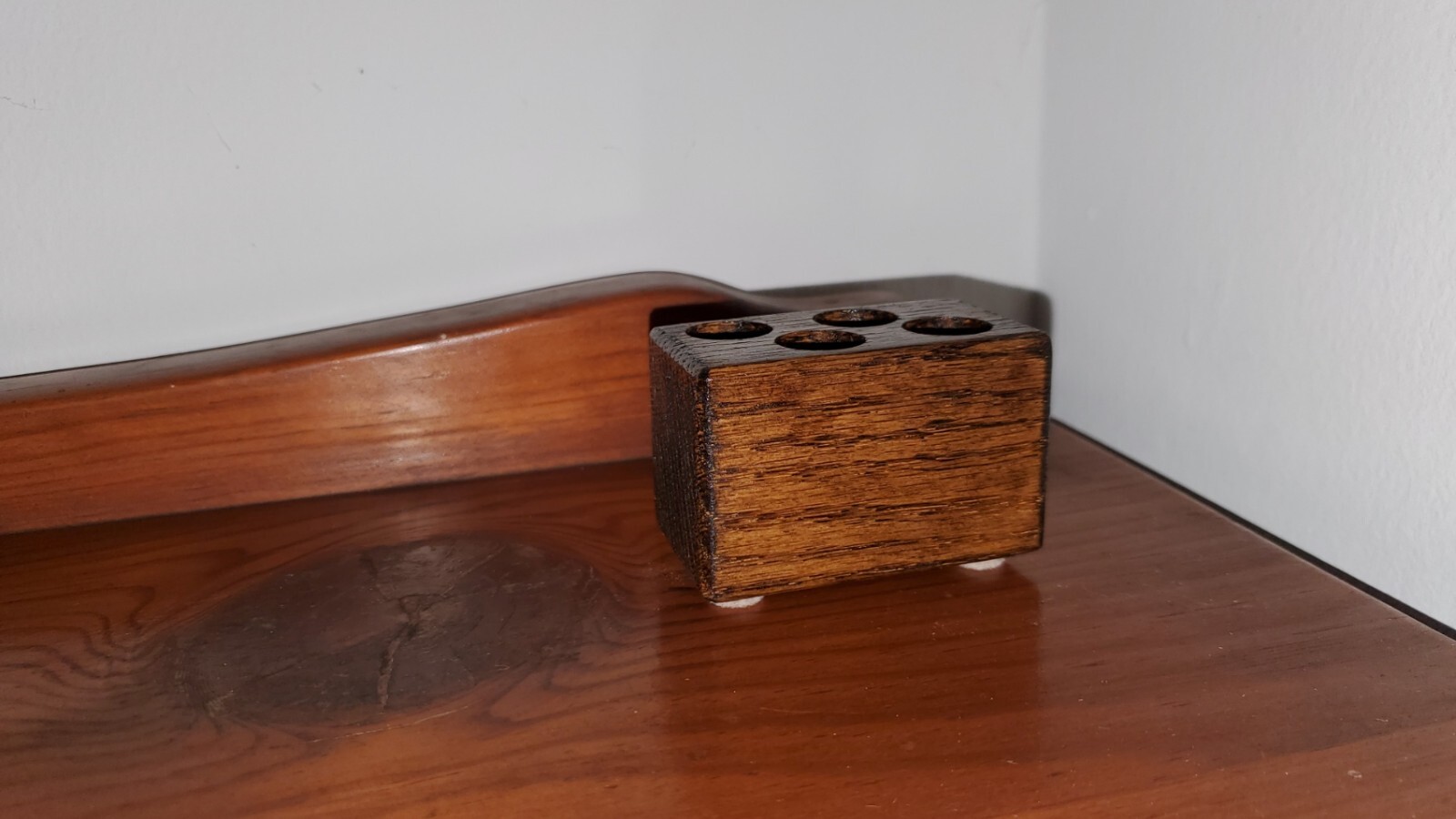 Wood 4 Pen Holder, Walnut Color