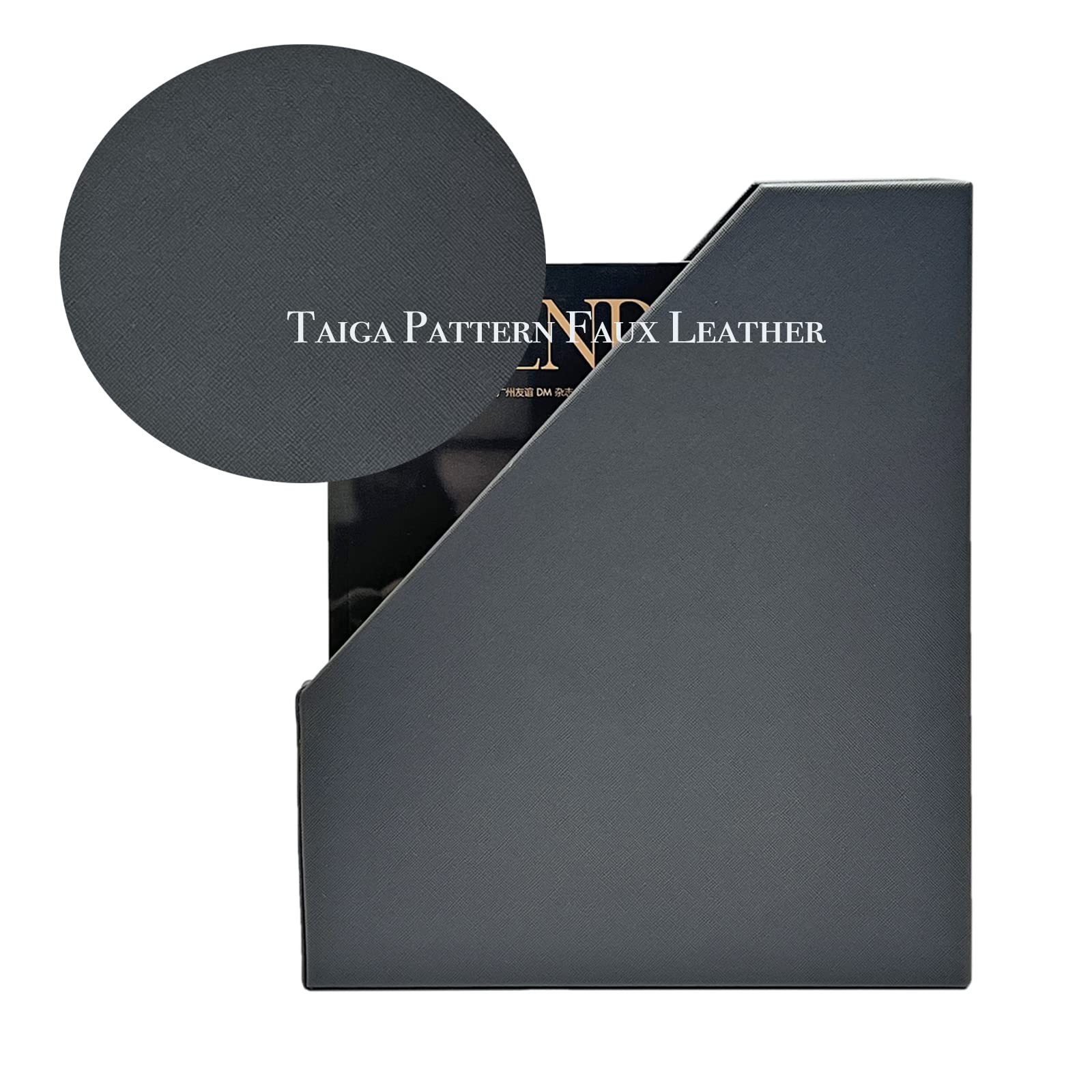 Magazine File Holder Leatherette Desktop Document Organizer Dark Grey