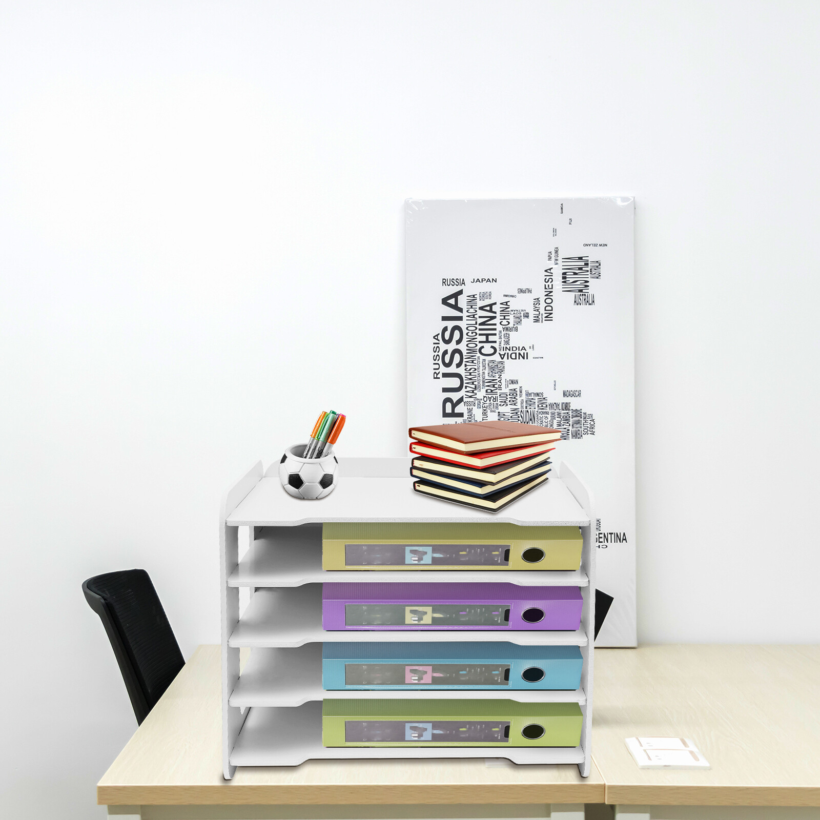 5 Tier Stackable Letter Tray Office Desk Paper Document Organizer File Trays USA