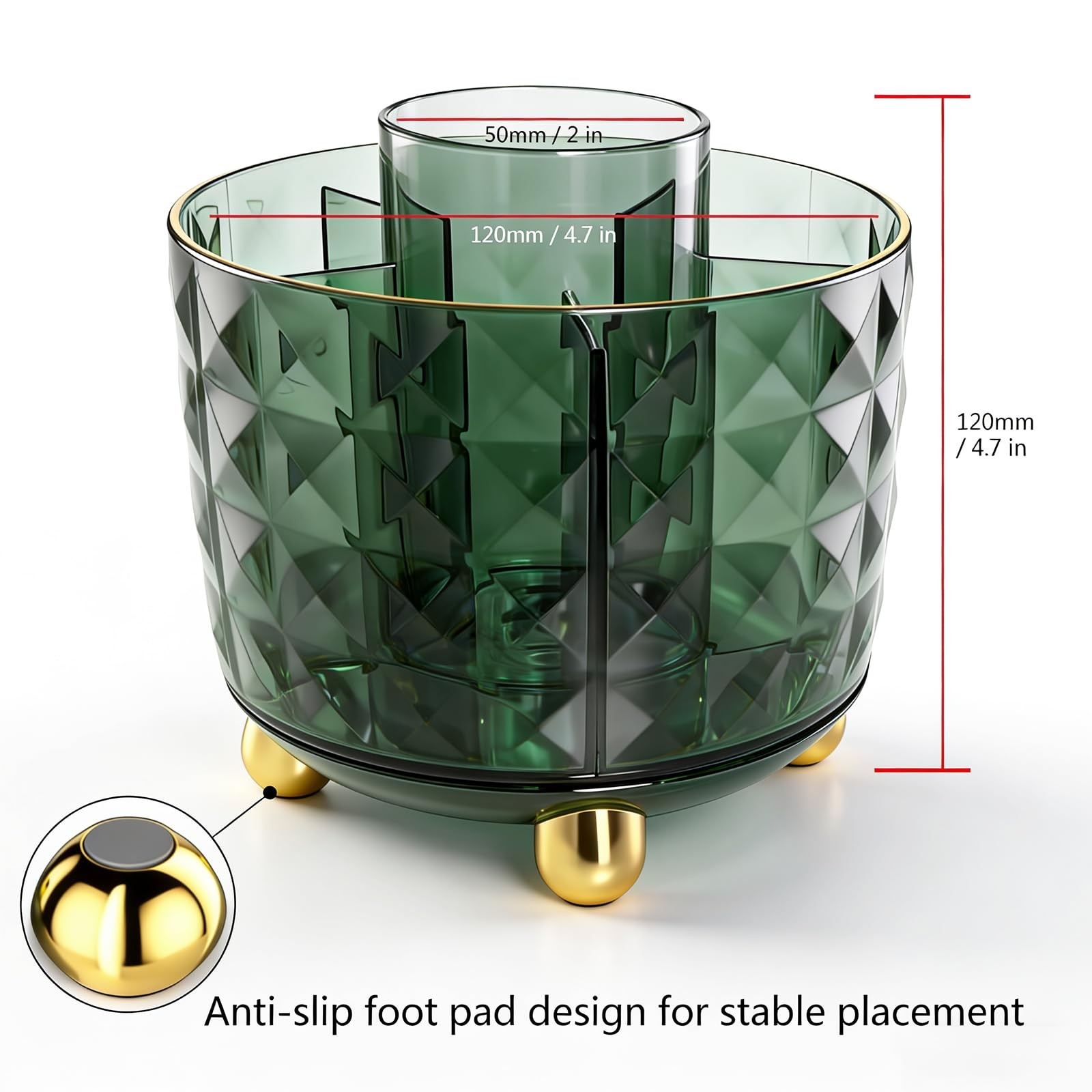 GOTOBA Dark Green Pen Pencil Holder for Desk, 360° Rotating