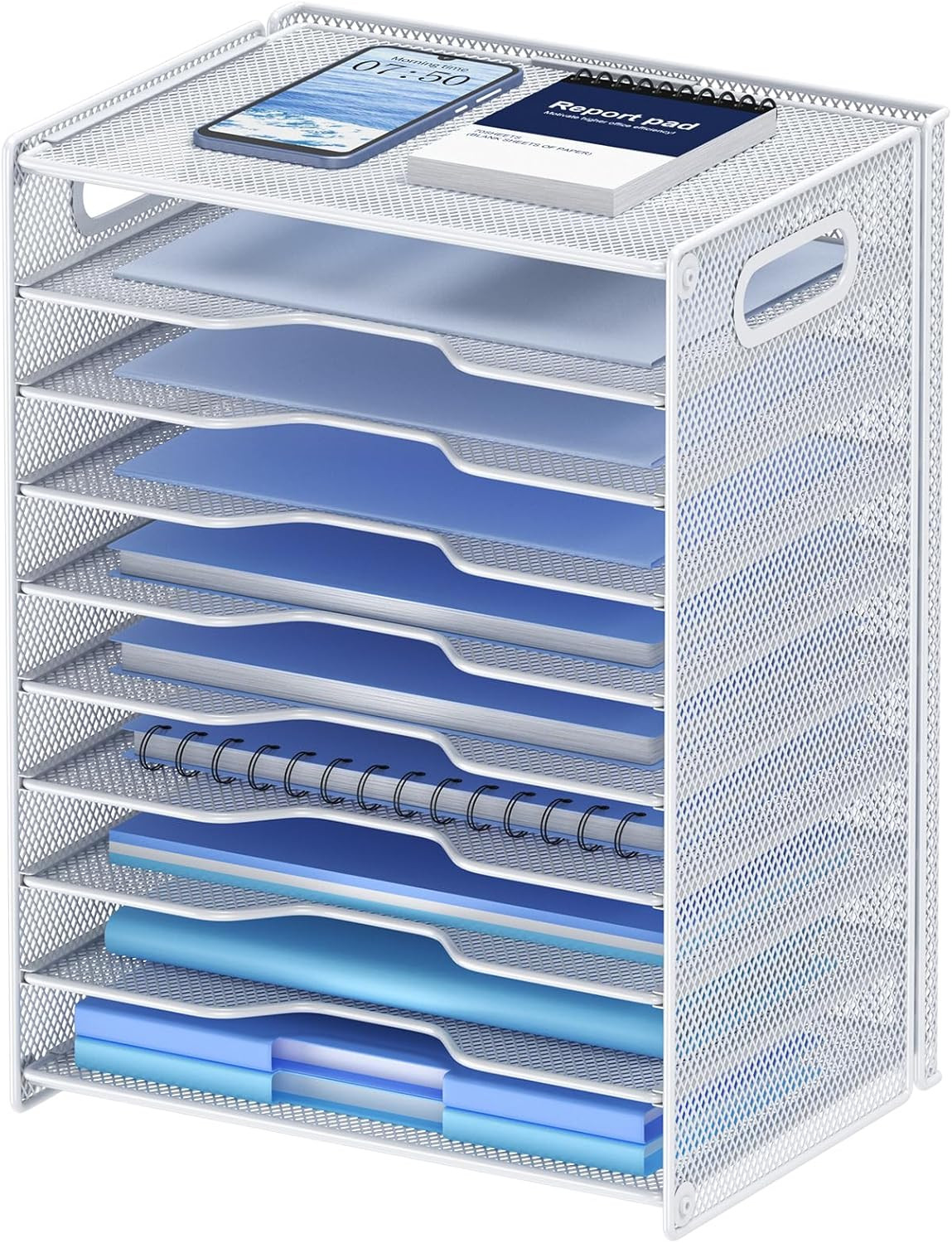 10 Tier Paper Organizer – Letter Tray Mesh Desk File Organizer