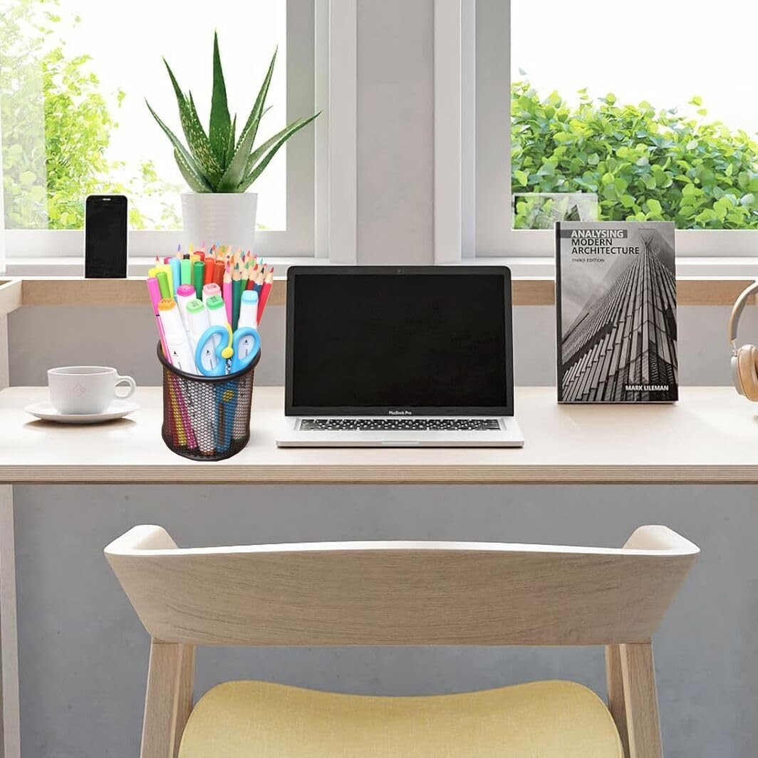 Lightweight Aluminum Pencil Holder Set: 4 Cylindrical Organizers for Desk