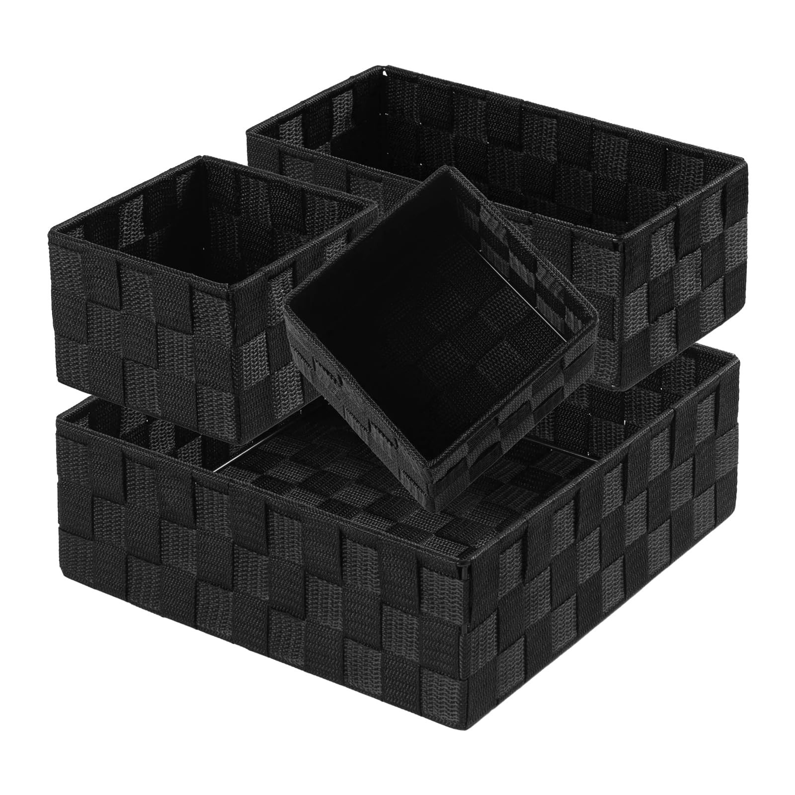 Posprica Small Black Baskets Cube Bin Container Tote,Woven Storage