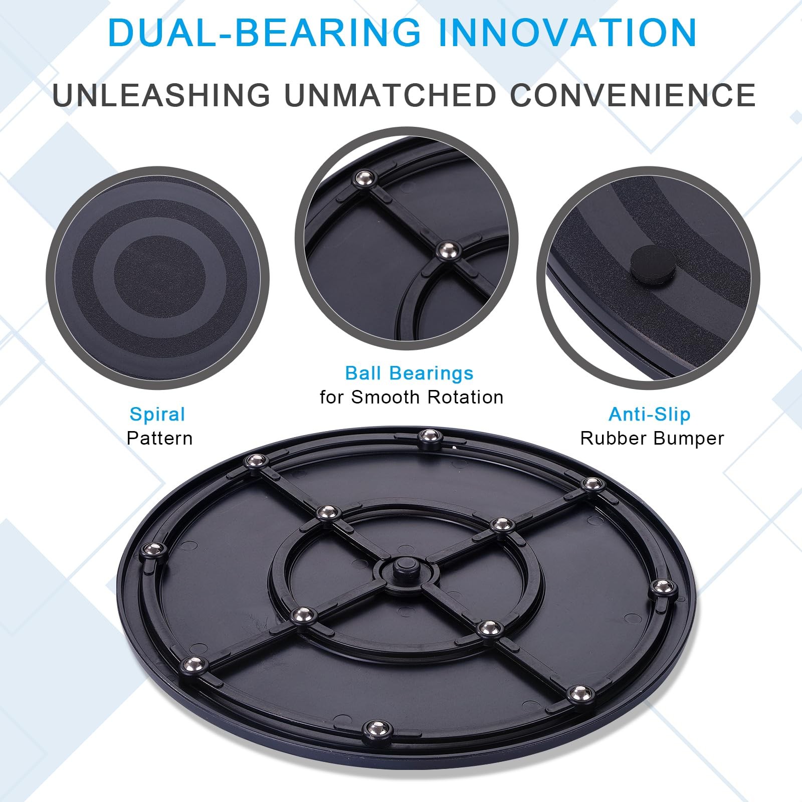 Black 8 Inch Lazy Susan Turntable Organizer Heavy Duty Rotating Tray