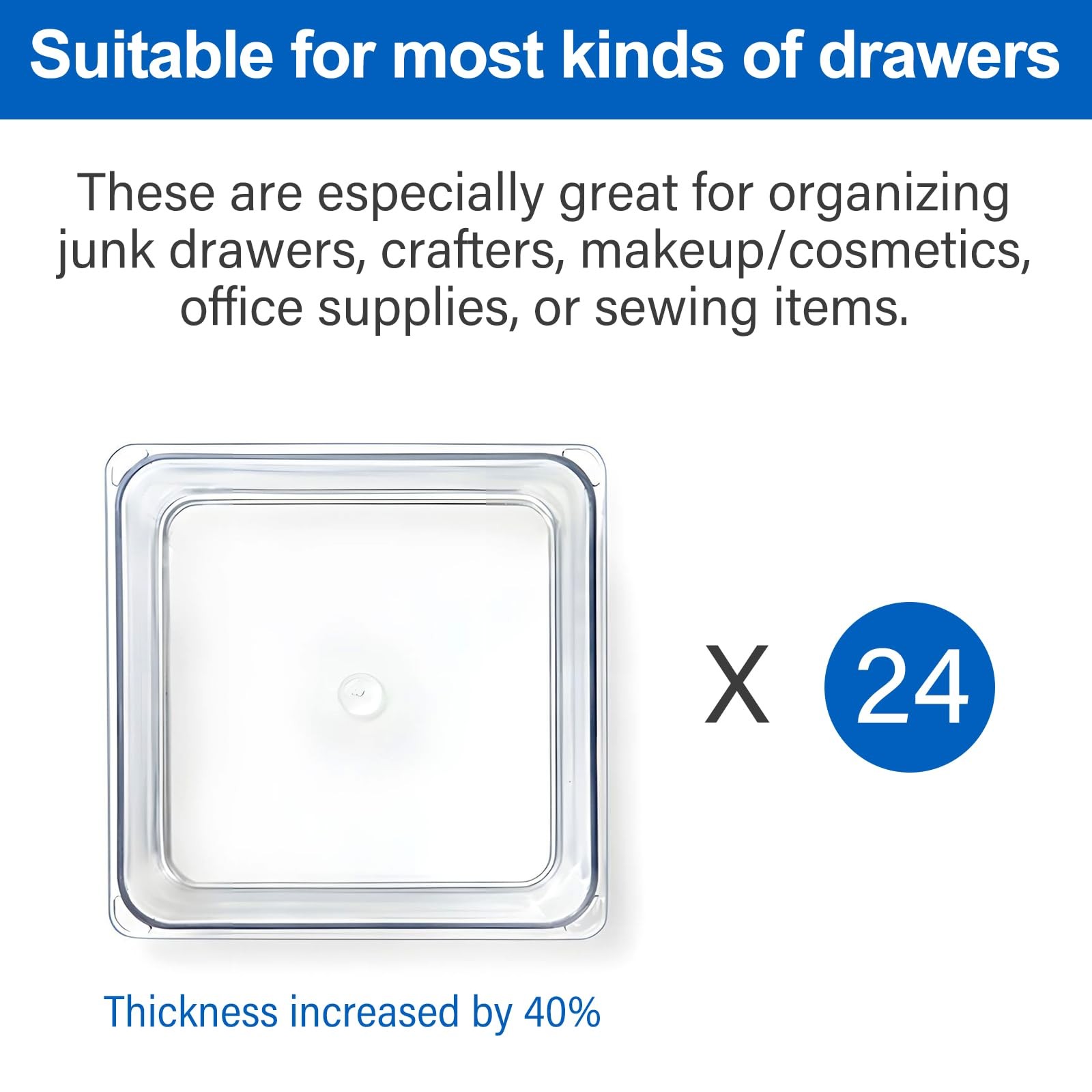 24 Pcs Small Drawer Organizer BinsSet, Stackable Drawer Divider Trays for Mak…