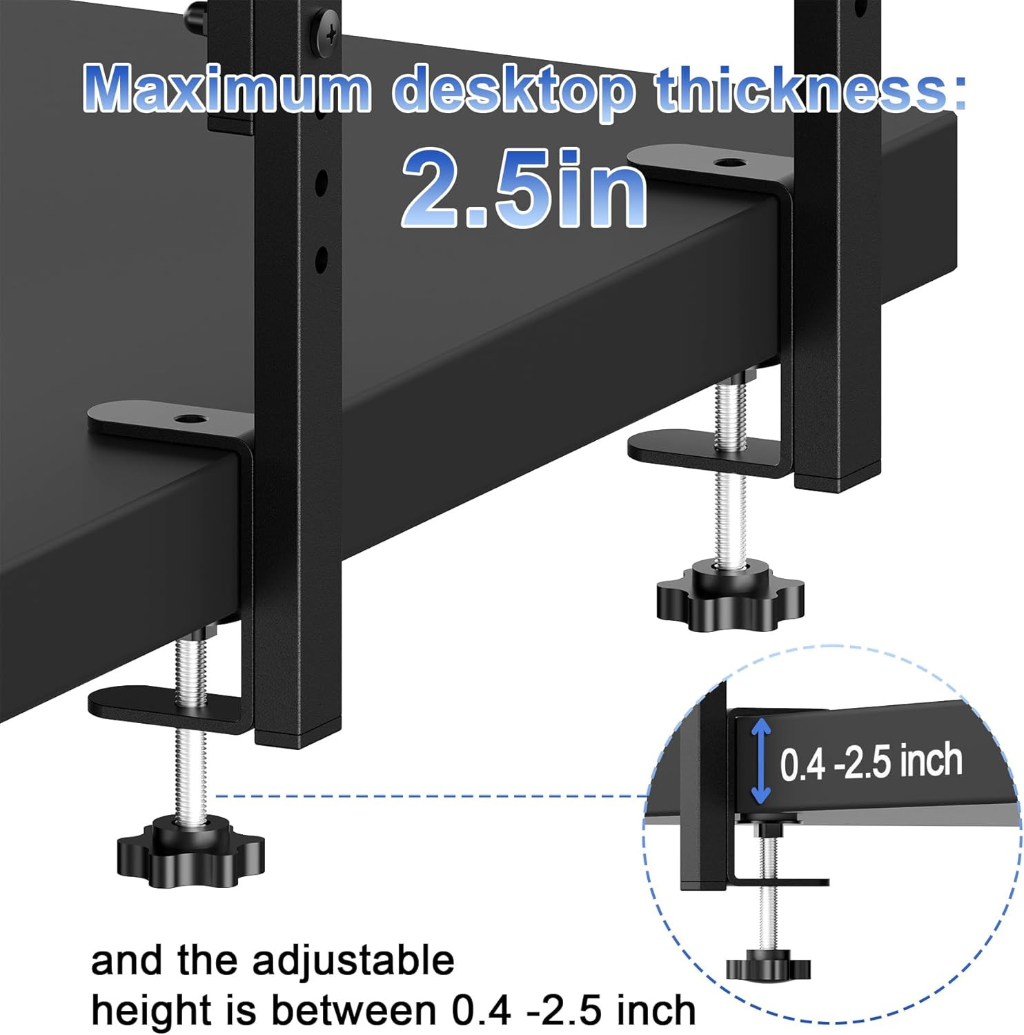 Clamp on Desk Shelf, 2 Tier Office Desk Shelves Organizer, Wood Desktop Supplies