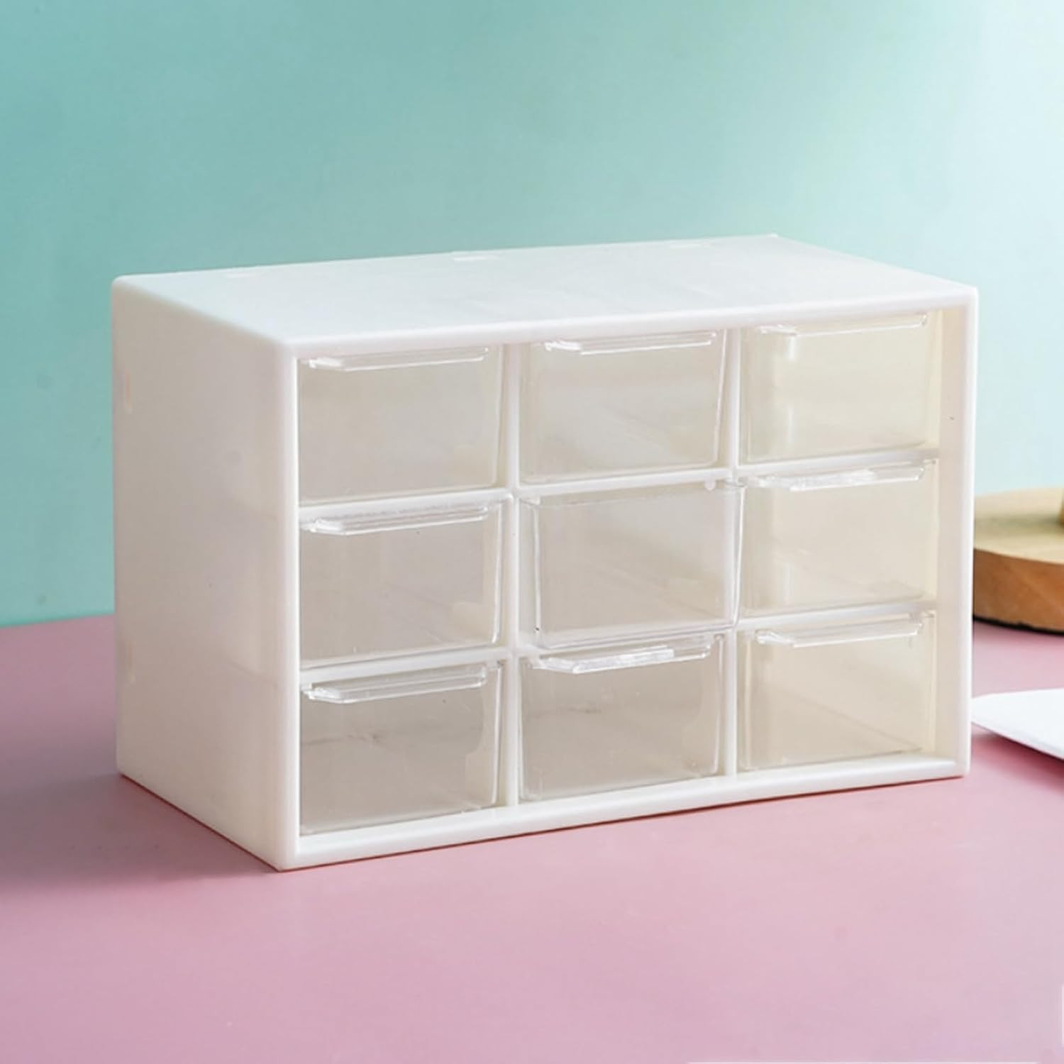 Desk Drawer Stationery Organizer, 9 Drawers Plastic Dust Proof Multi Purpose Sto