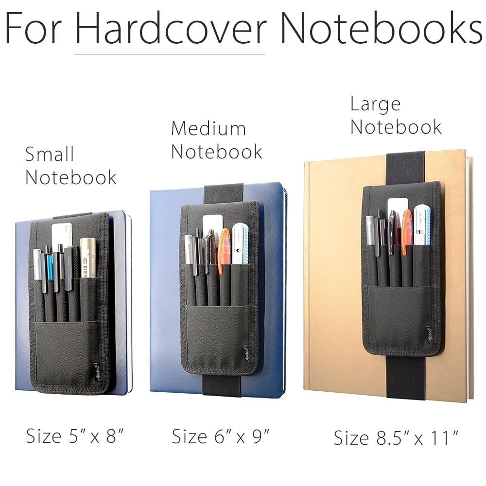 Detachable Pencil and Pen Holder with Elastic Band for Journals – Black