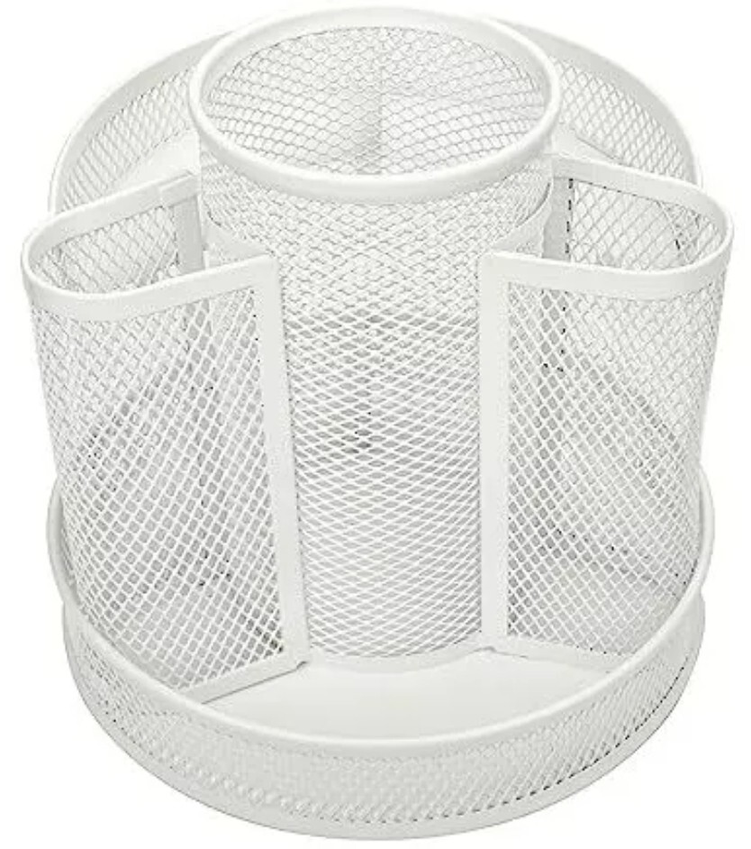 Mesh Desk Organizer Rotate with 6 Compartments Round Spinning Tidy Candy/Pen …