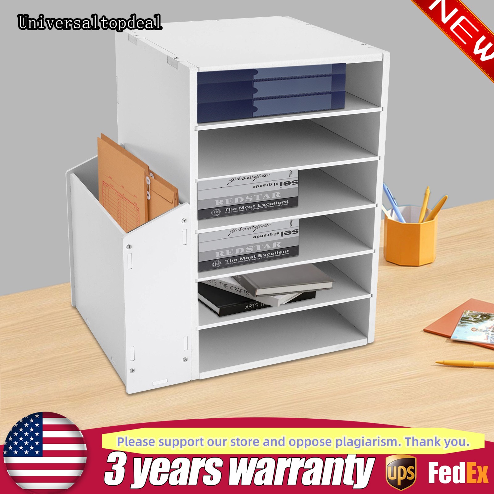 File Organizer PVC Board Letter Desktop Document Folder Office Tray Holder 6Tier