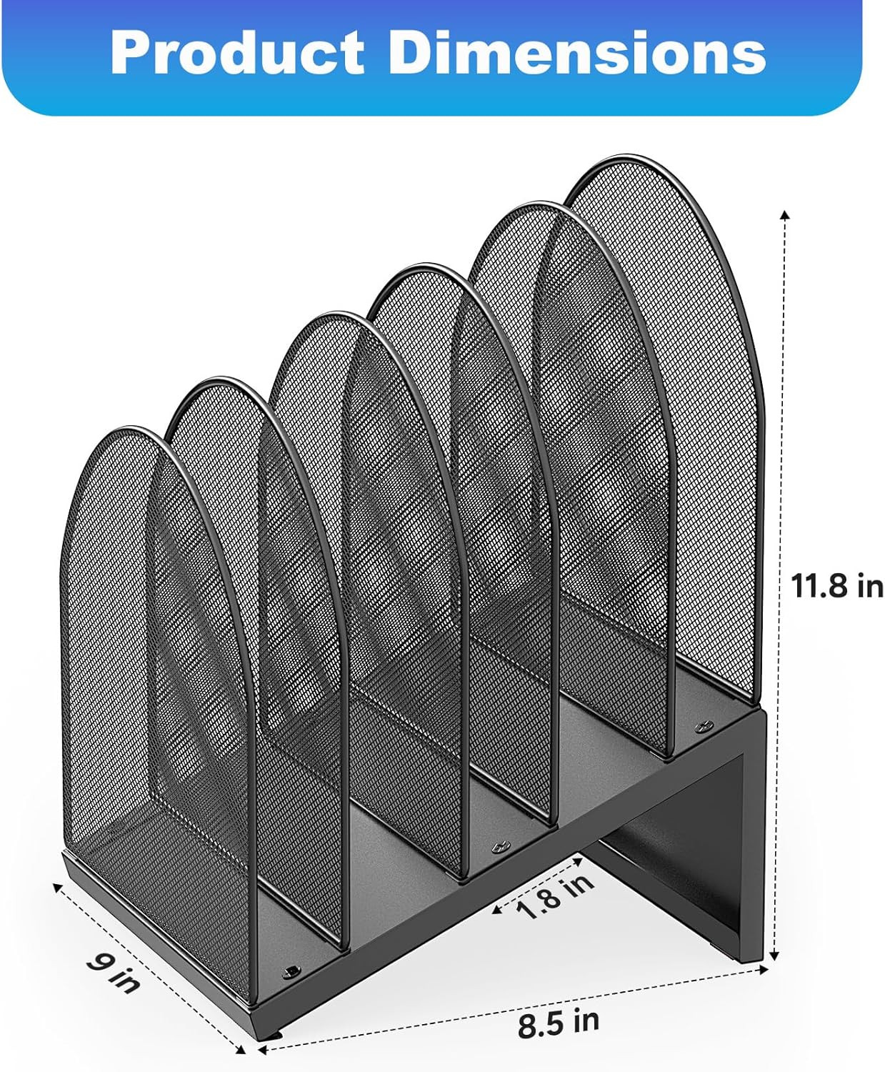 Desktop File Organizer, Desk Organizer with 5 Compartments, Paper Organizer for