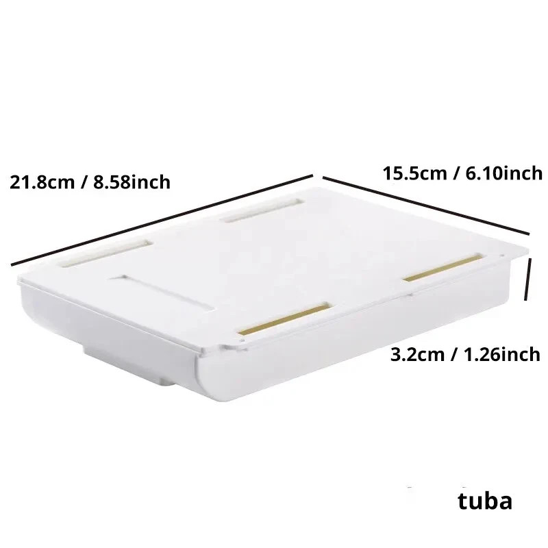 White Self-Adhesive Storage Drawer Box Makeup Pencil Tray Desk Hidden Under Desk