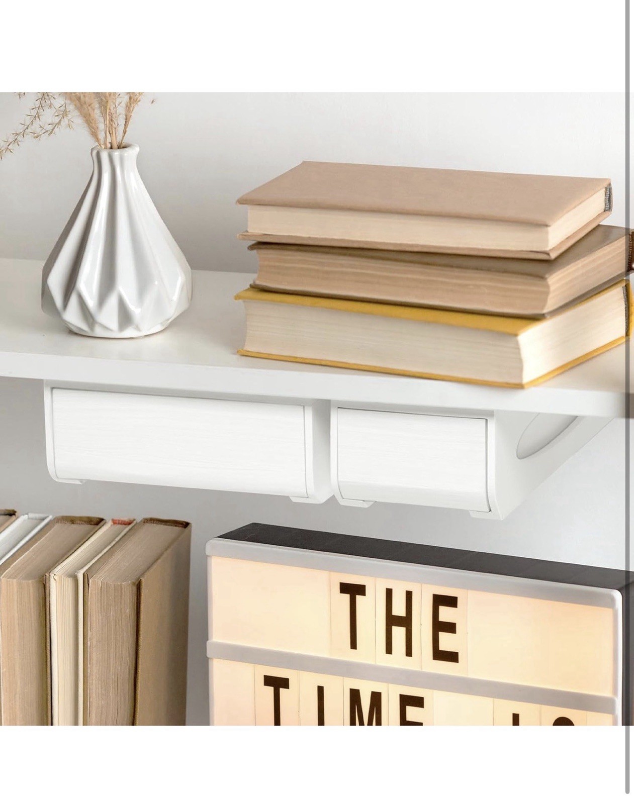 Bamboo Under Desk Drawer White 2 Pack Individually
