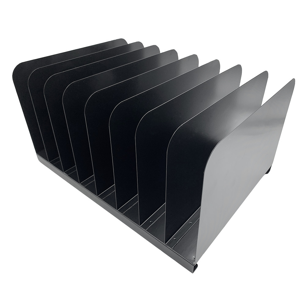 Huron Vertical 8 Slot Steel Desk Organizer/Sorter Black HASZ0146
