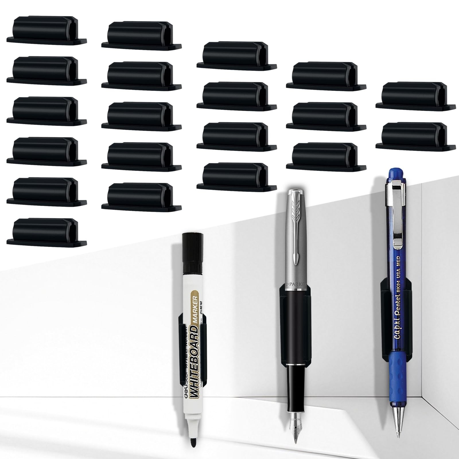 Gkweres 20Pcs Adhesive Pen Holder, Multi-functional Silicone Pencil Holder, M…