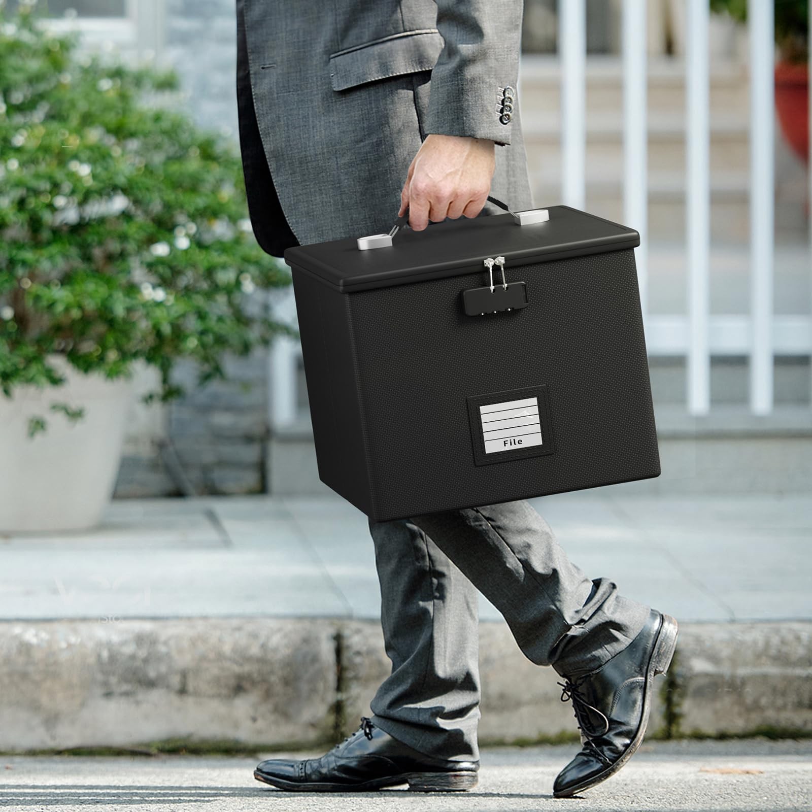 Fire Proof File Box for Documents – Portable Fireproof Document 1 PC, Black