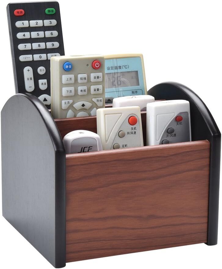 Wooden Desk Organizer 4 Compartment Revolving Wood Desktop Organizer Office
