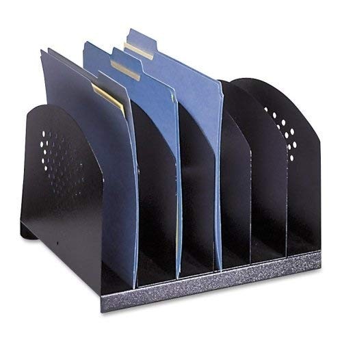 3155BL Steel Desk Organizer Rack with 6 Vertical Sections, Black