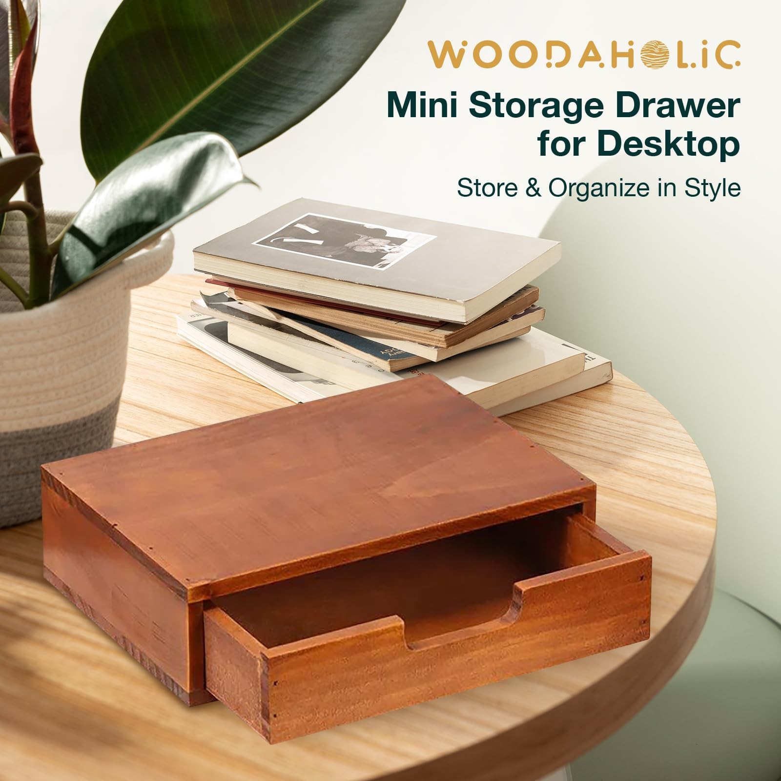 Single Wood Desktop Storage Drawer 9.8×6.9×2.8 inch Monitor Riser 1-Pack