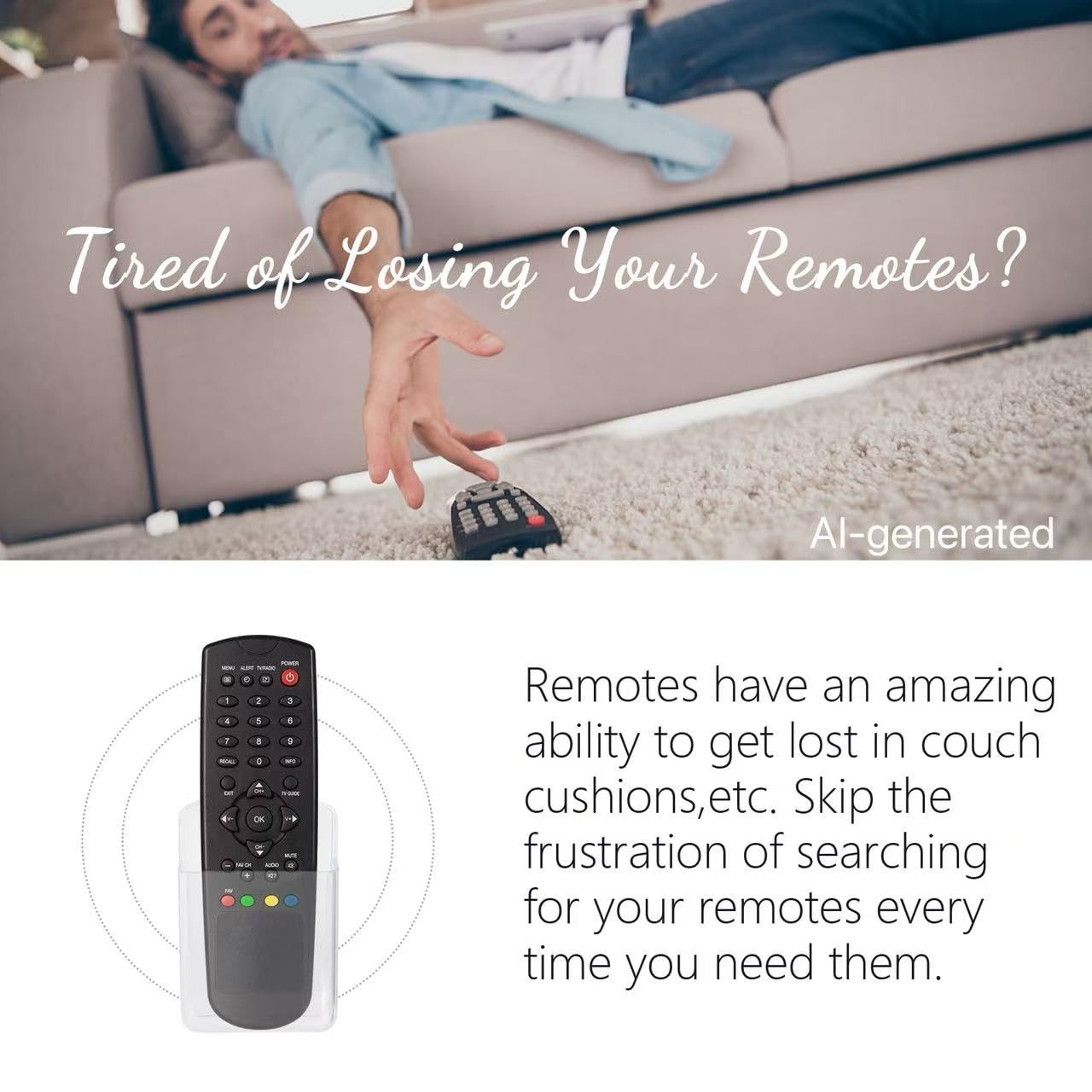 Clear Wall Mount Remote Control TV Controller Pen Holder Self Adhesive 2 PCS