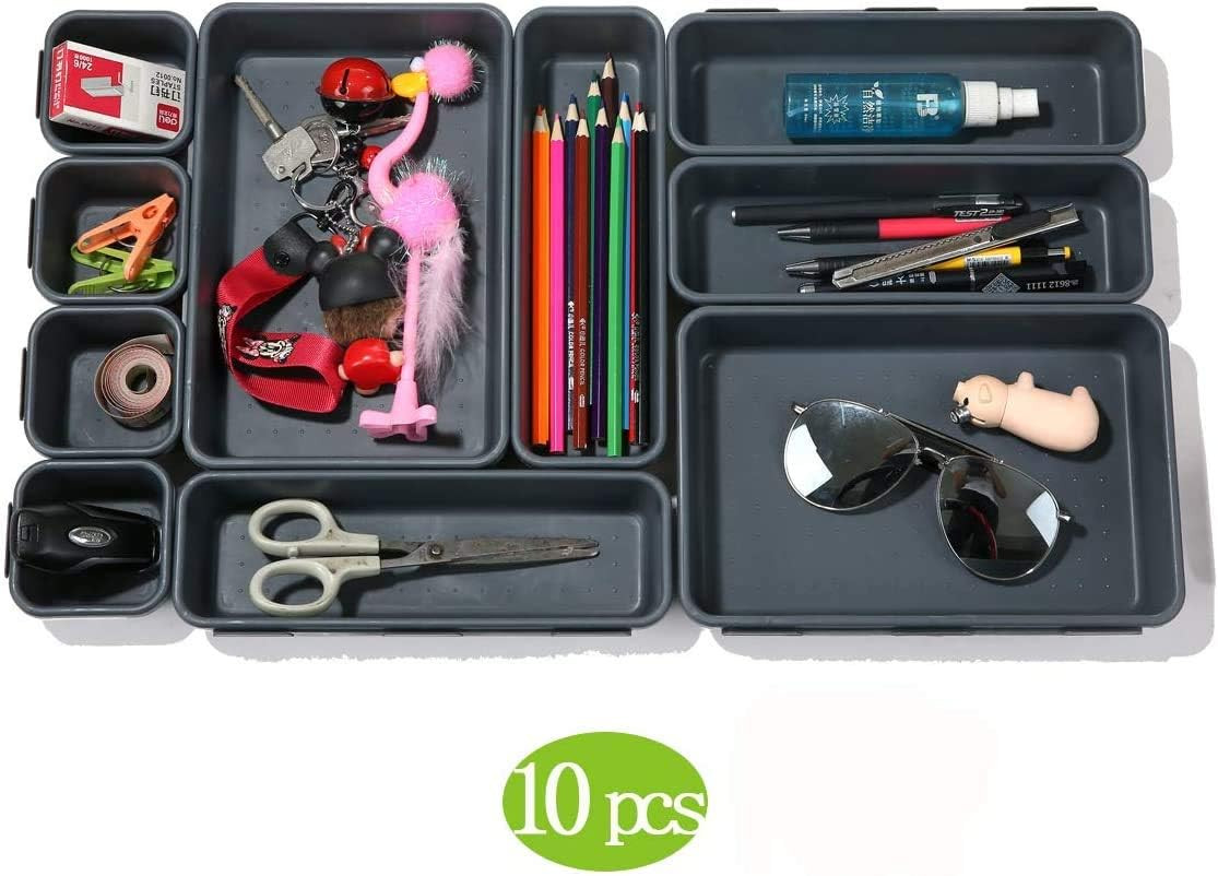 Interlocking Desk Drawer Organizer Separators for Kitchen, Bathroom, Makeup, Off