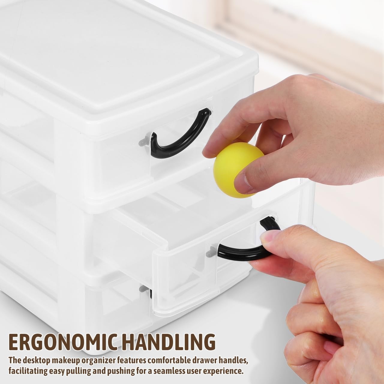 Mini Plastic Drawers Organizer Clear Desktop Storage 3 Drawer Units