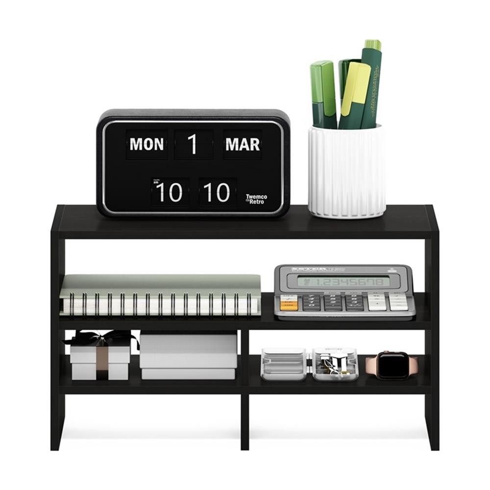 Pemberly Row Contemporary Desk Top Organizing Shelf Bookcase in Espresso