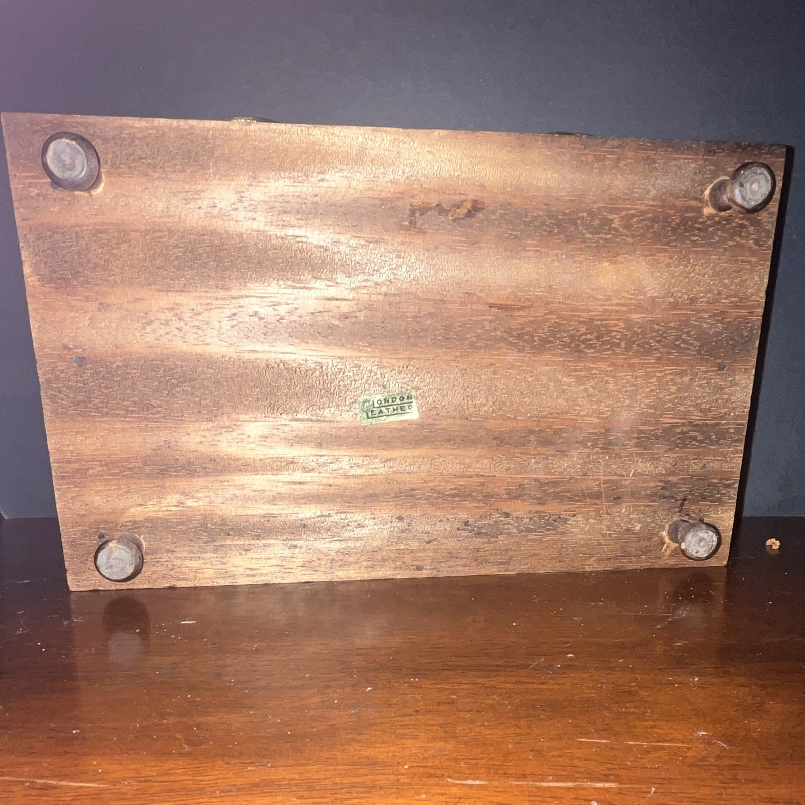 London Leather Wood Roll Top Desktop Organizer with Drawers