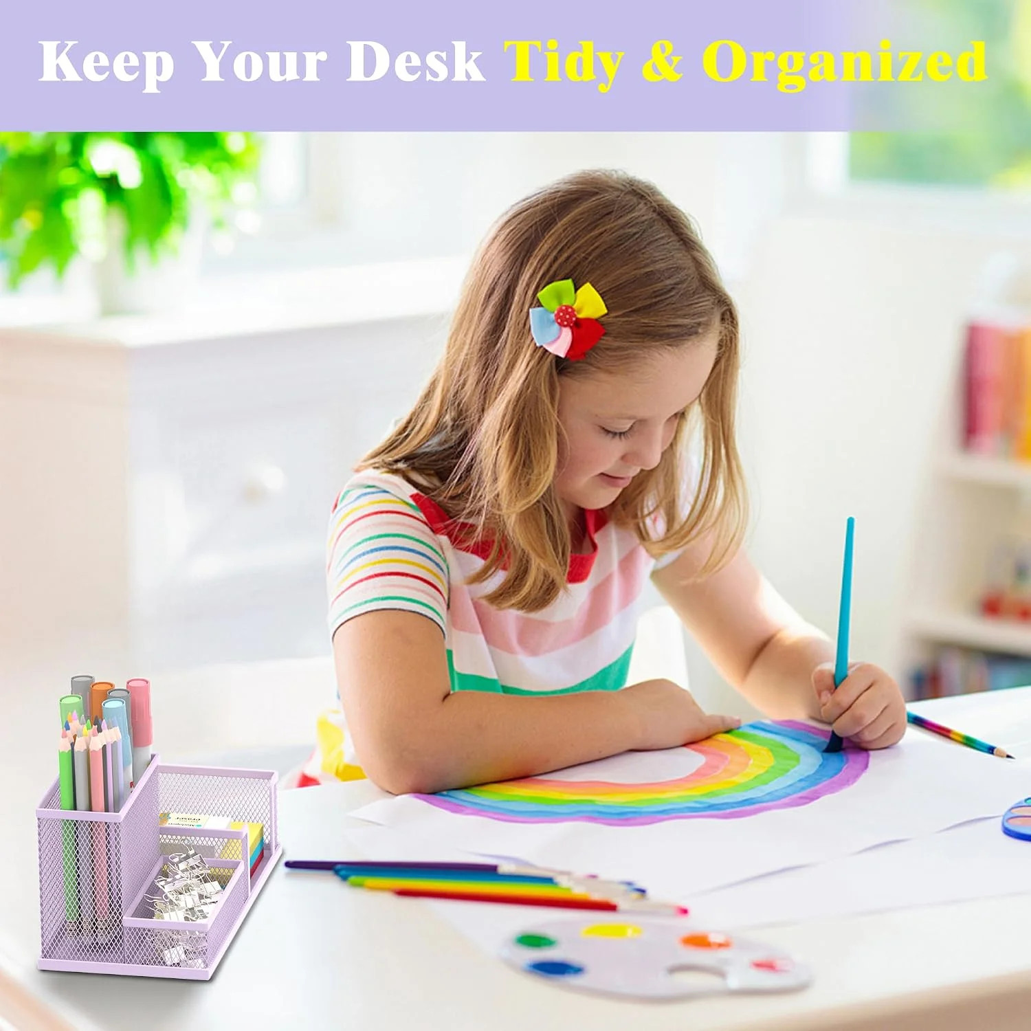 Pen Holder Desk Organizer, 3-Compartment Office Supplies Pen Holder, Organizer