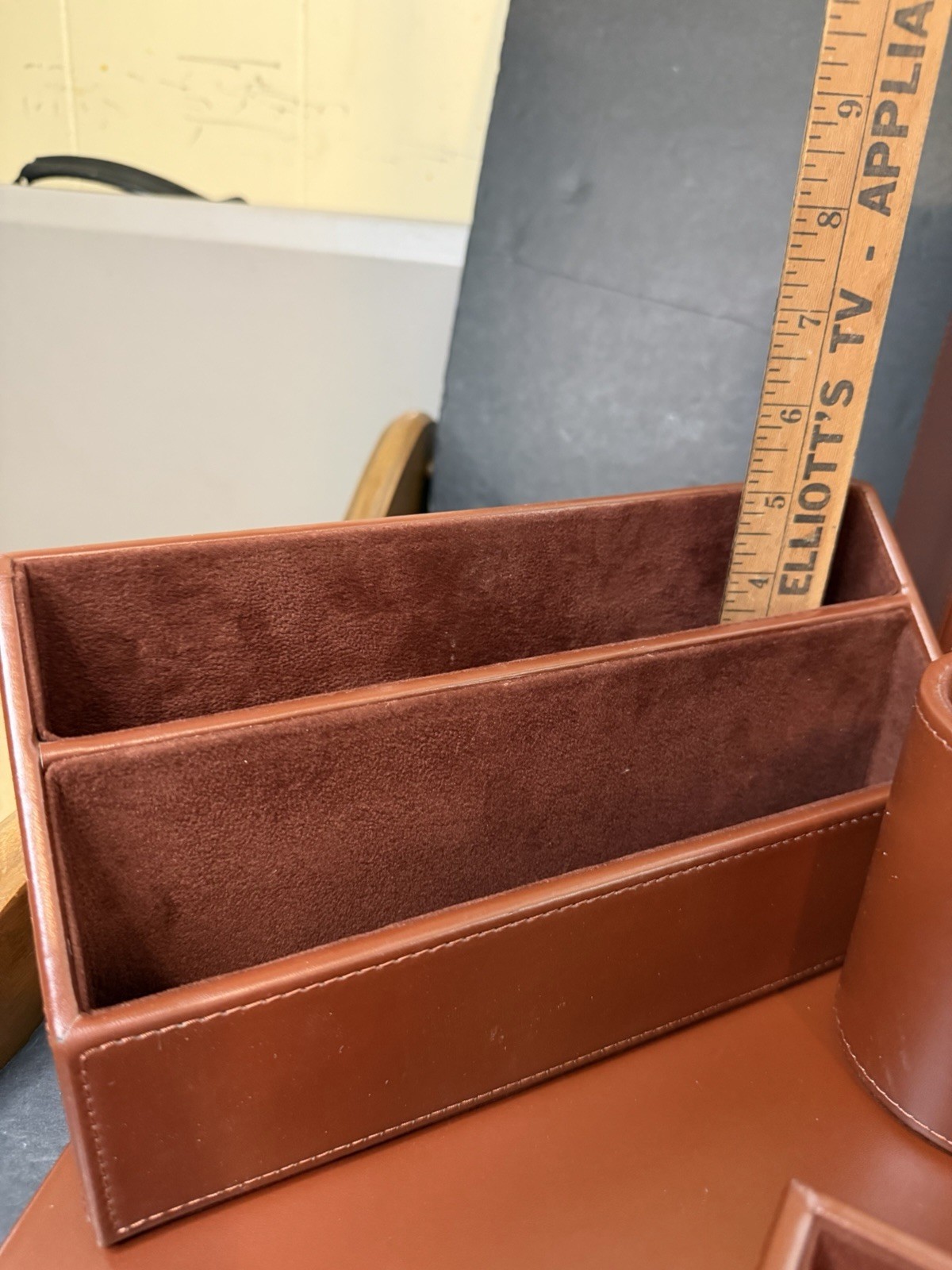 6pcs Wood OFFICE DESK ORGANIZER Workplace Set + Sticky Notes Index Card Preowned