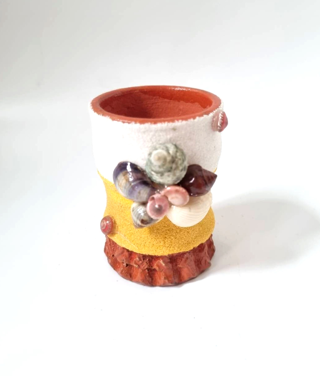 Seashell Pen Pencil Holder Craft Beach Coastal Desk Organizer Shell Art Cup 3″