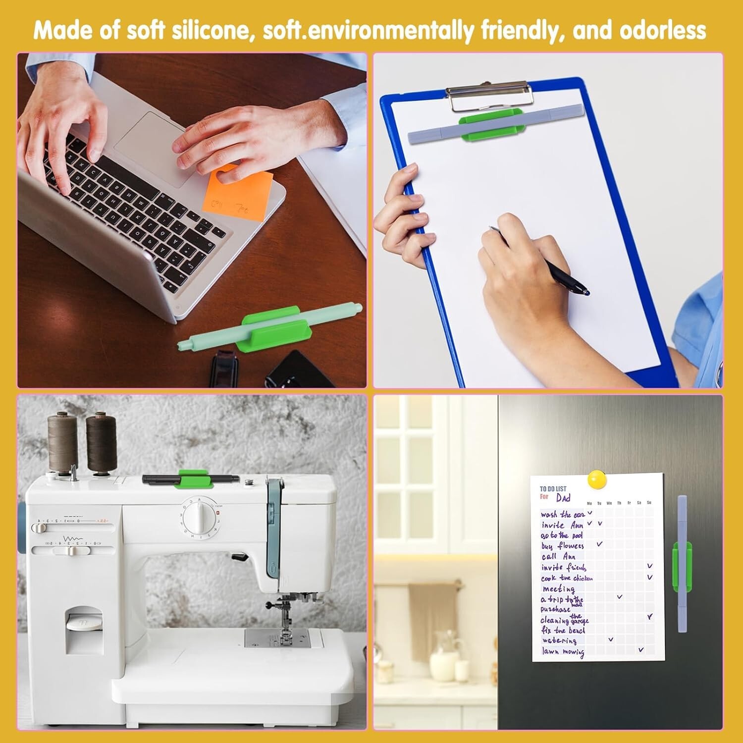 10PCS Adhesive Pen Holder Marker Holder Pencil Holder Colorful Soft Silicone