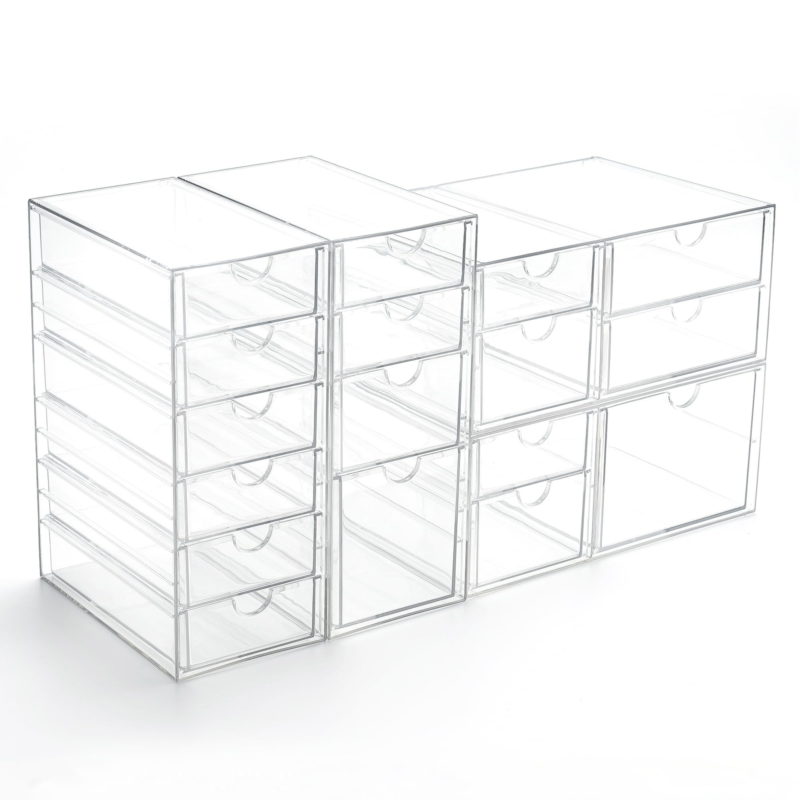 Prsildan Acrylic Drawer Organizer with 17 Drawers, Craft Office Desk Makeup O…