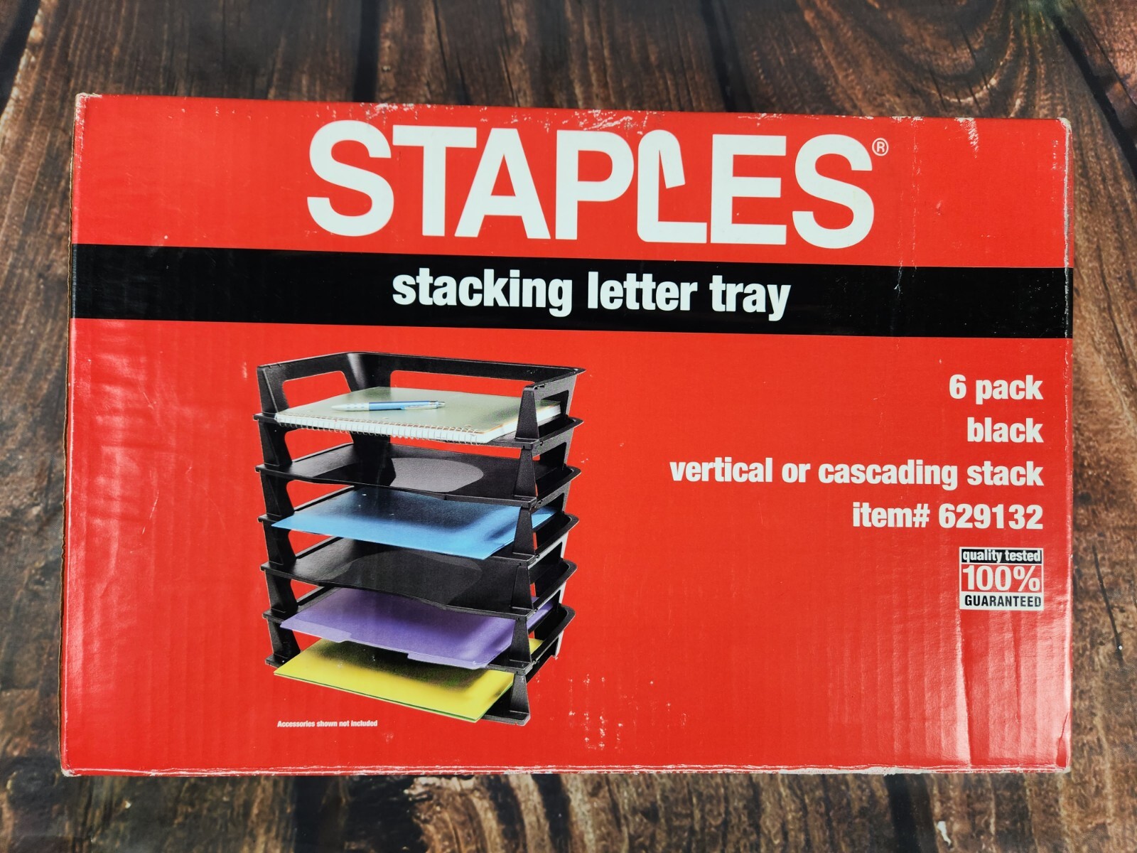 Staples Vertical Stacking Letter Paper Trays 6 Pack Desk Organizer Item 629132