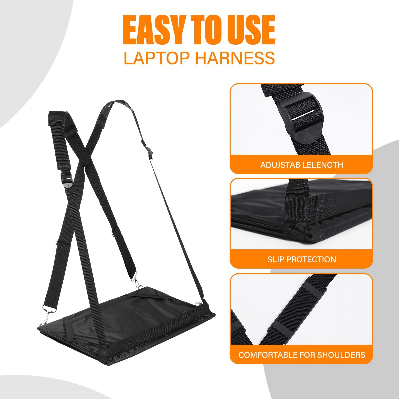 ALPHABET WONDERS Laptop Harness – Wearable Stand for Up to 17″ Black