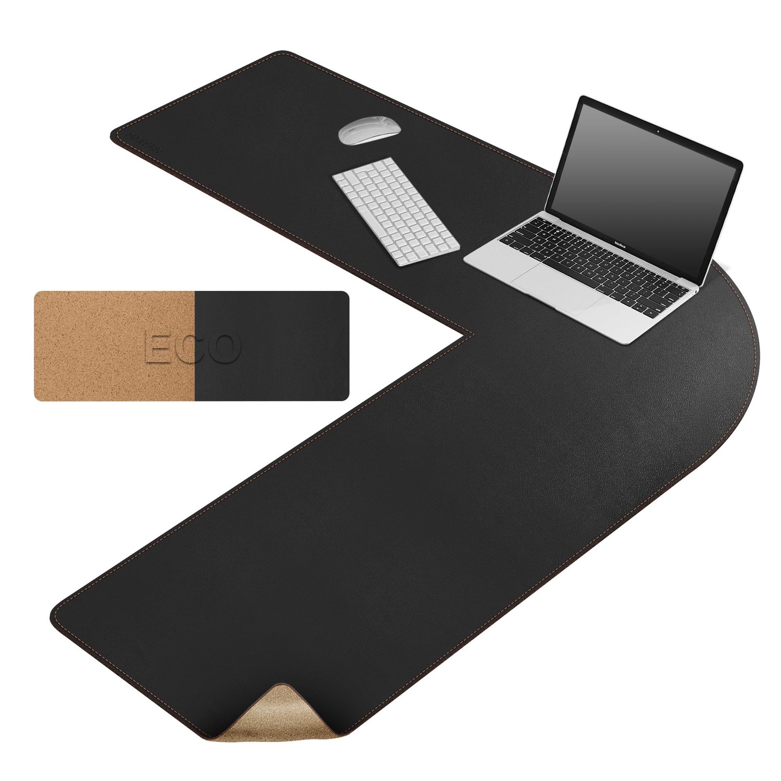 MAIDERN (43.3” + 43.3”) x 13” L Shaped Corner + x 13”, Black